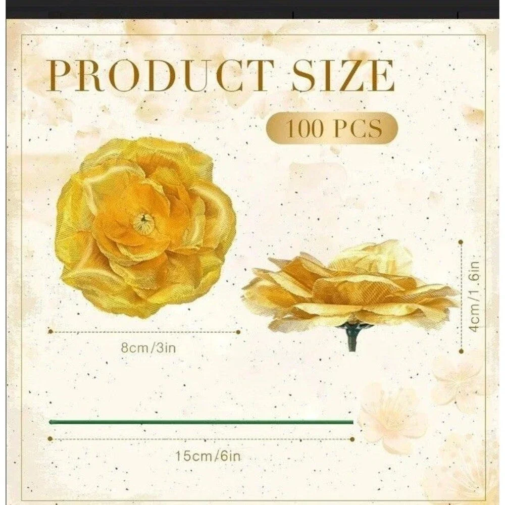 Yunlly 100 Pcs Artificial Flowers Fake Silk Roses Long Stem Rose Bouquet
